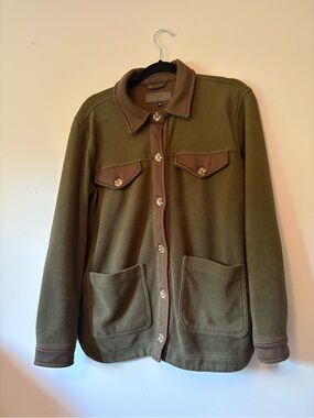 BLANKNYC] Olive Green Fleece Shacket Button-Down Jacket - Size M
